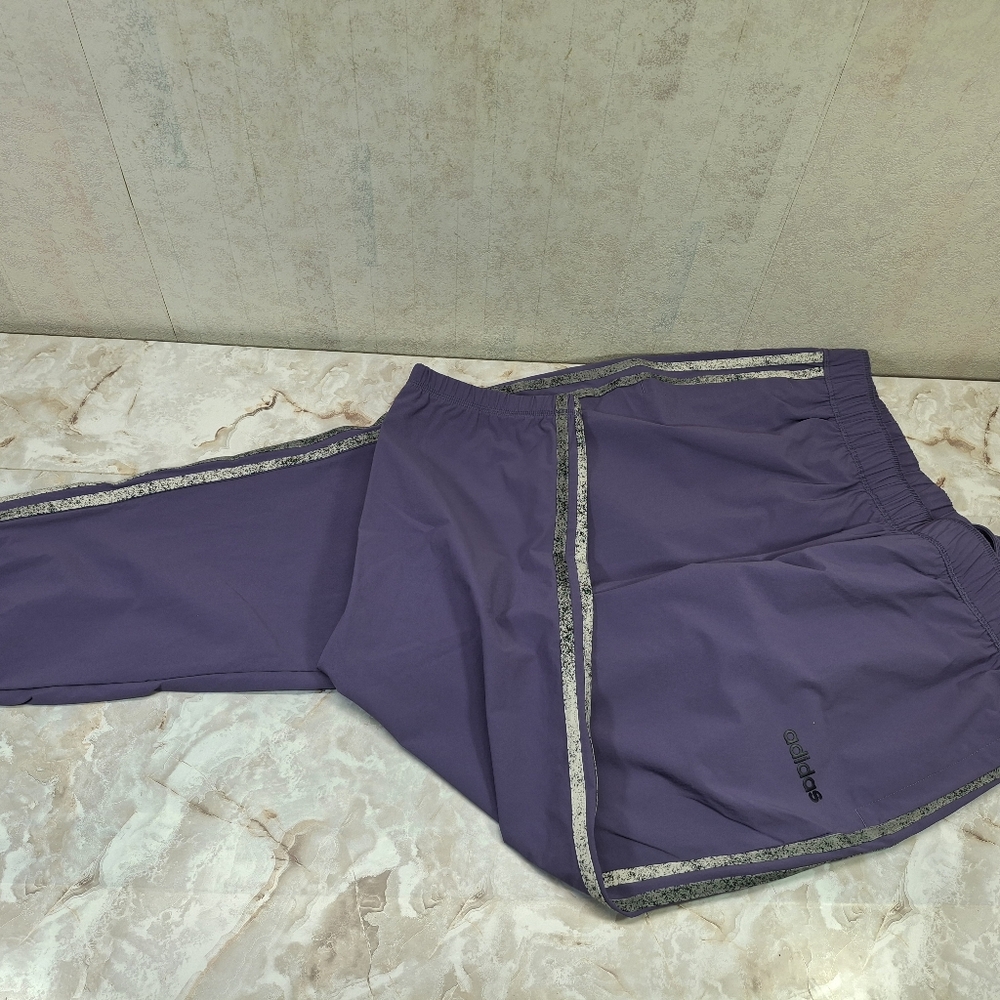 Adidas Purple Athletic Track Pants Short Capri Length NWT M